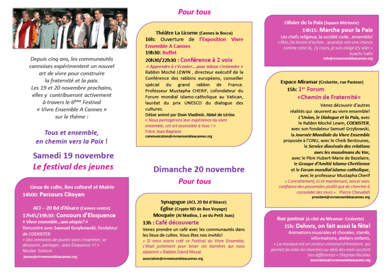 Le 6ème festival Vivre Ensemble A Cannes, c'est dans 3 jours et c'est pour vous !!!