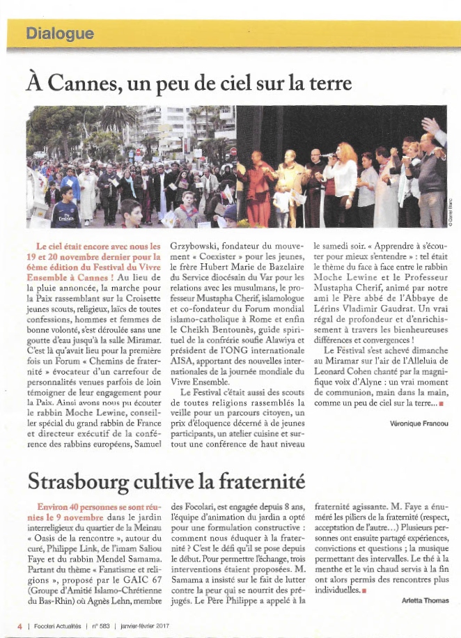 Le 6ème festival Vivre Ensemble A Cannes 2016 en photos et dans Focolari Actualités Le 6ème festival Vivre Ensemble A Cannes 2016 en photos et dans Focolari Actualités