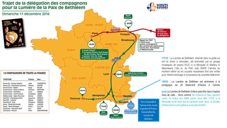 LES SCOUTS ET GUIDES DE FRANCE - VIVRE ENSEMBLE A CANNES ET LES JEUNES TRANSMETTENT LA LUMIERE DE BETHLEEM DANS DIFFERENTS LIEUX DE CULTES LES SCOUTS ET GUIDES DE FRANCE - VIVRE ENSEMBLE A CANNES ET LES JEUNES TRANSMETTENT LA LUMIERE DE BETHLEEM DANS DIFFERENTS LIEUX DE CULTES