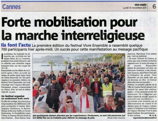 NICE MATIN : 1ER Festival Vivre ensemble à Cannes