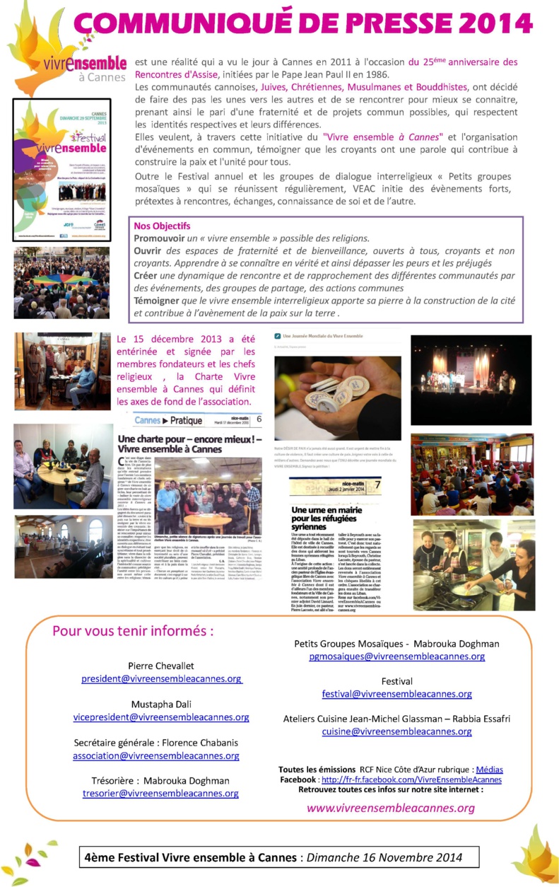 Dossier de Présentation VEAC - Nov 2011/Nov 2014 et Communiqué de Presse 2014