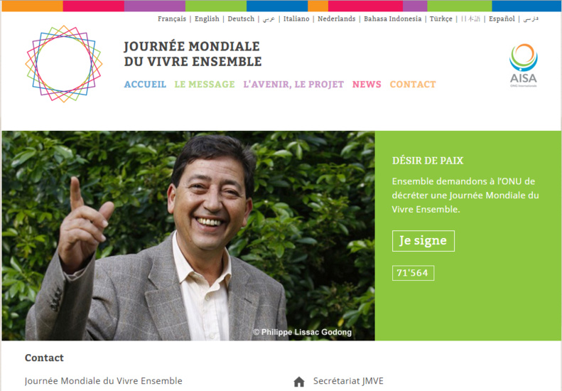 Signez la pétition pour une Journée Mondiale du Vivre Ensemble ! Signez la pétition pour une Journée Mondiale du Vivre Ensemble !