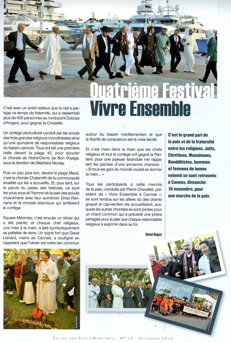 "Grand pari de Paix et de Fraternité" pour le journal de l'Eglise des Alpes Maritimes !