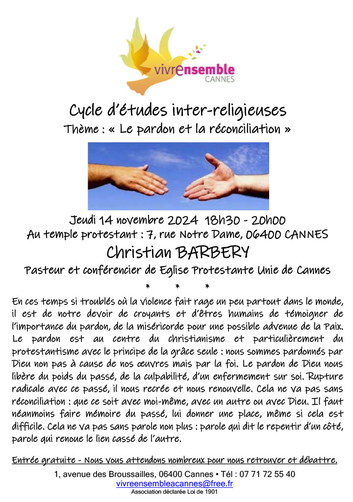 Cycle inter religieux 14 novembre 2024 Cycle inter religieux 14 novembre 2024