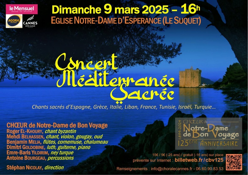 Concert Méditéranée Sacrée 9 mars 2025 Cannes