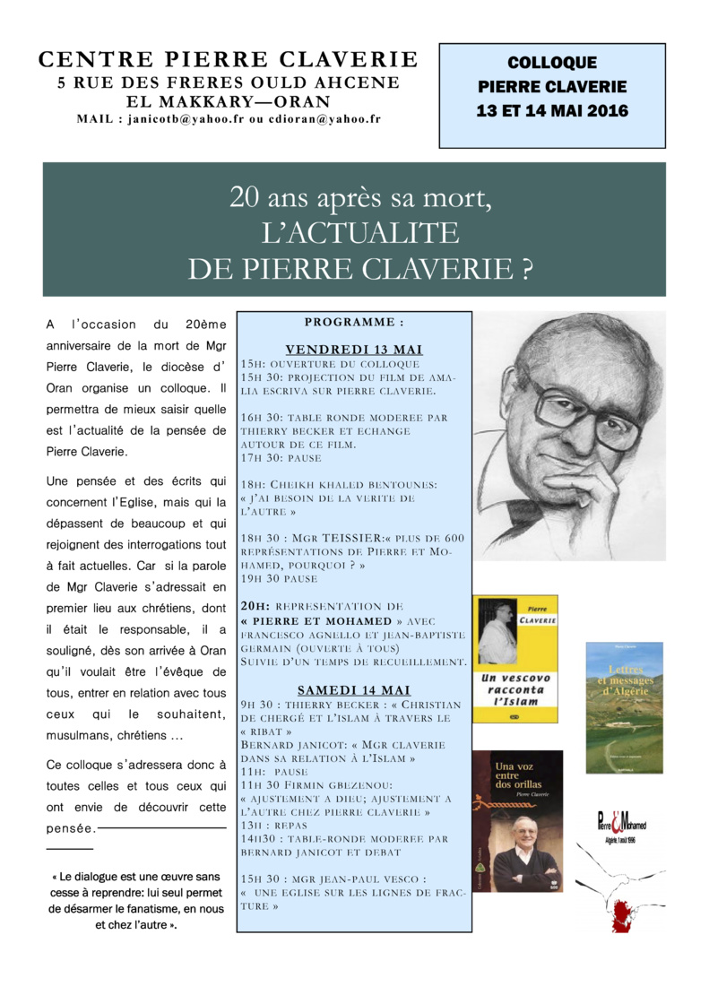 Evénement : Algérie - Colloque Pierre Claverie