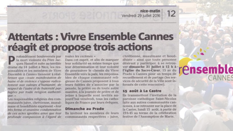 COMMUNIQUE des responsables religieux au sein de Vivre Ensemble A Cannes