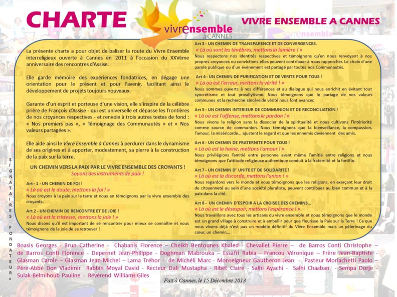 UNE CHARTE POUR -ENCORE MIEUX - VIVRE ENSEMBLE A CANNES !