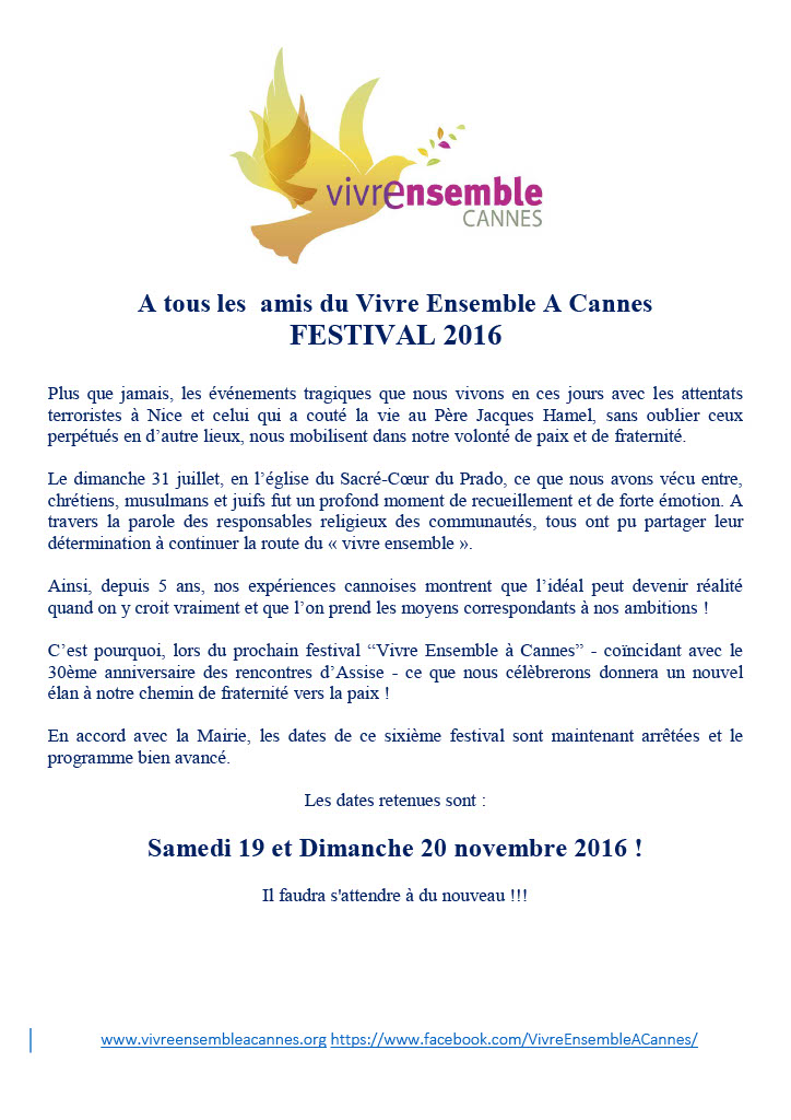 FESTIVAL VEAC 2016 - 19 et 20 Novembre - les premières informations sont arrivées !