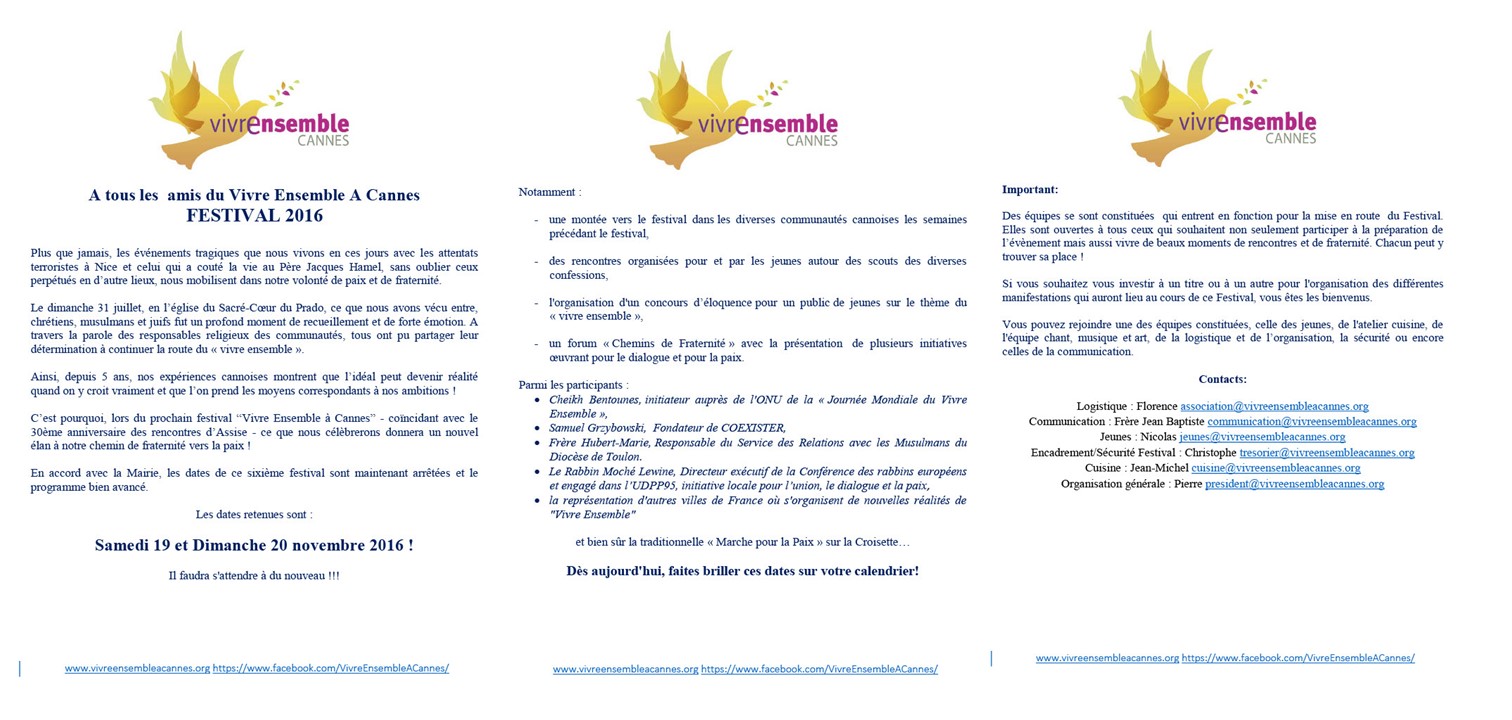 FESTIVAL VEAC 2016 - 19 et 20 Novembre - les premières informations sont arrivées !