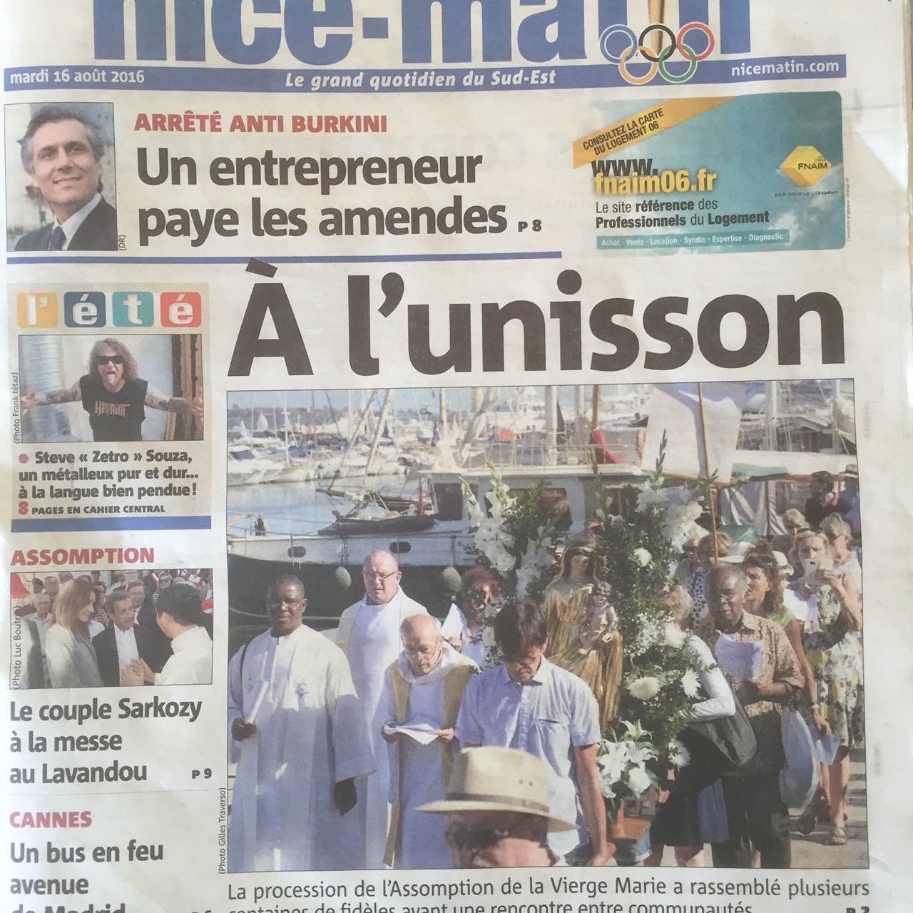 ASSOMPTION : VIVRE ENSEMBLE A CANNES A L'UNISSON....