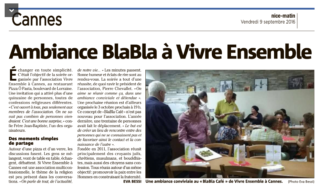 BLABLA CAFE FRATERNITE LE LUNDI 7 NOVEMBRE 2016 A PARTIR DE 19H00 BLABLA CAFE FRATERNITE LE LUNDI 7 NOVEMBRE 2016 A PARTIR DE 19H00