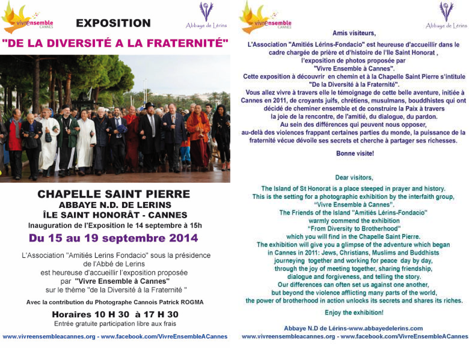 Exposition : "De la diversité à la Fraternité" - Inauguration le 14 septembre à 15h !