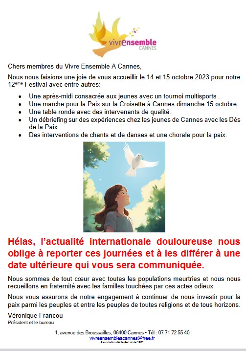 Report - Festival VIVRE ENSEMBLE A CANNES