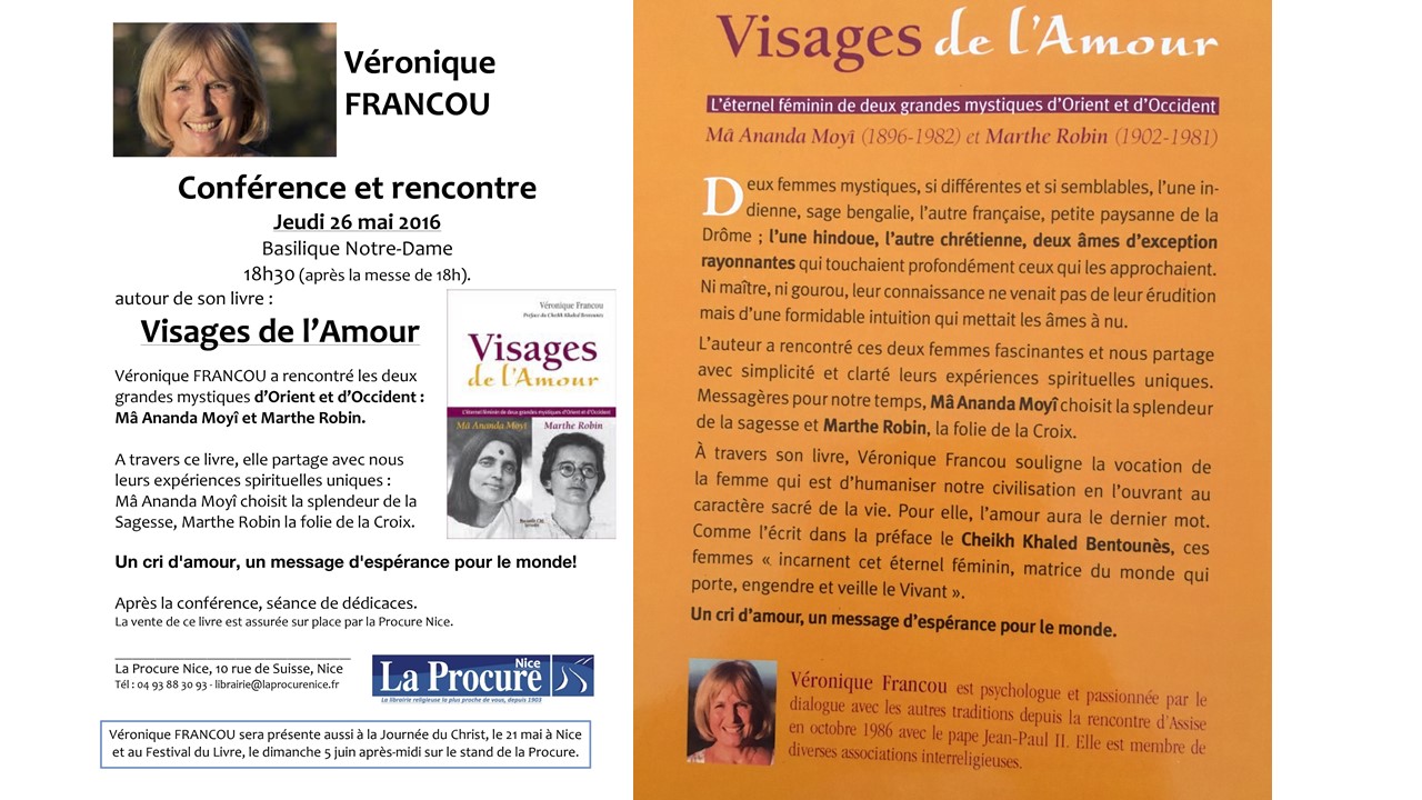 "Visages de l'Amour" - Un cri d'amour, un message d'espérance pour le monde ! - Basilique Notre Dame à Nice - Jeudi 26 mai 2016 à 18h30 "Visages de l'Amour" - Un cri d'amour, un message d'espérance pour le monde ! - Basilique Notre Dame à Nice - Jeudi 26 mai 2016 à 18h30