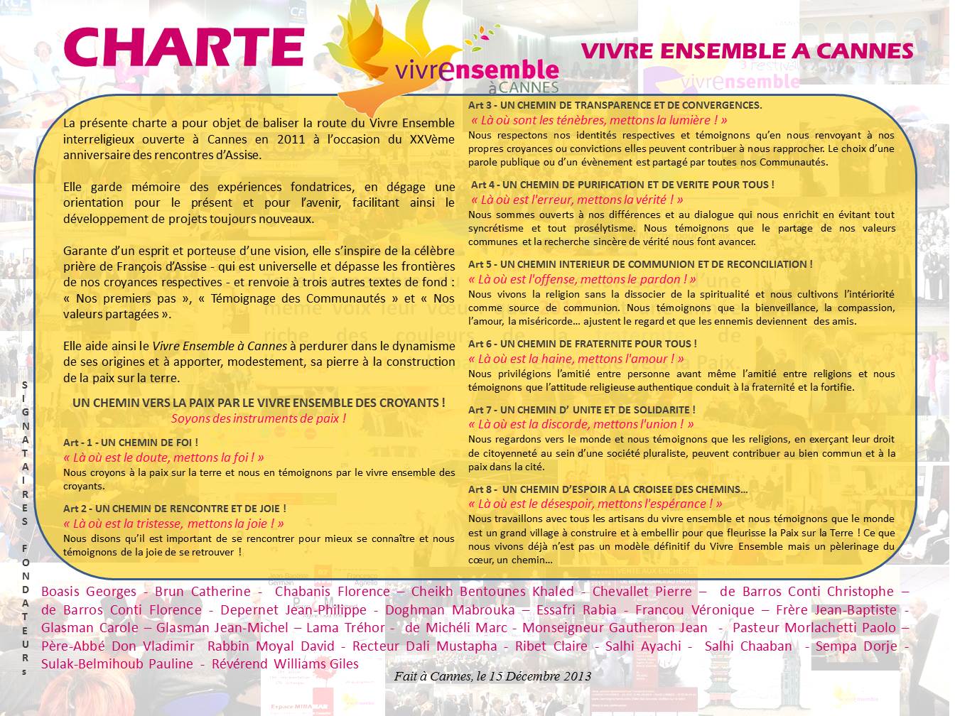 UNE CHARTE POUR -ENCORE MIEUX - VIVRE ENSEMBLE A CANNES !