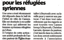 2014 débute avec la solidarité, la fraternité, l'engagement et la foi : Une urne déposée en Mairie de Cannes pour recueillir les dons vers les femmes syriennes réfugiées au Liban...